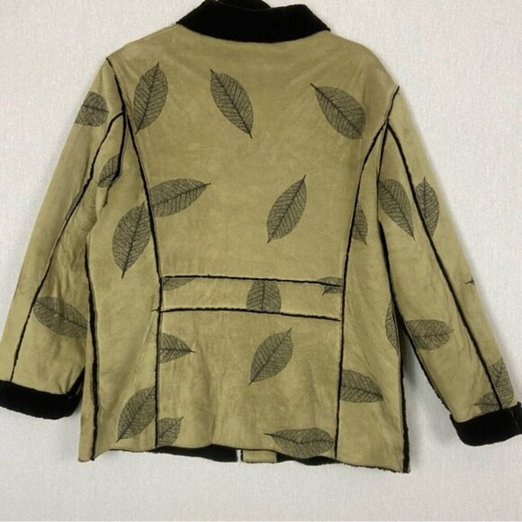 Robert Kitchen Leaf Suede Fleece lined Heavy Womens Coat Sz S - Picture 2 of 8